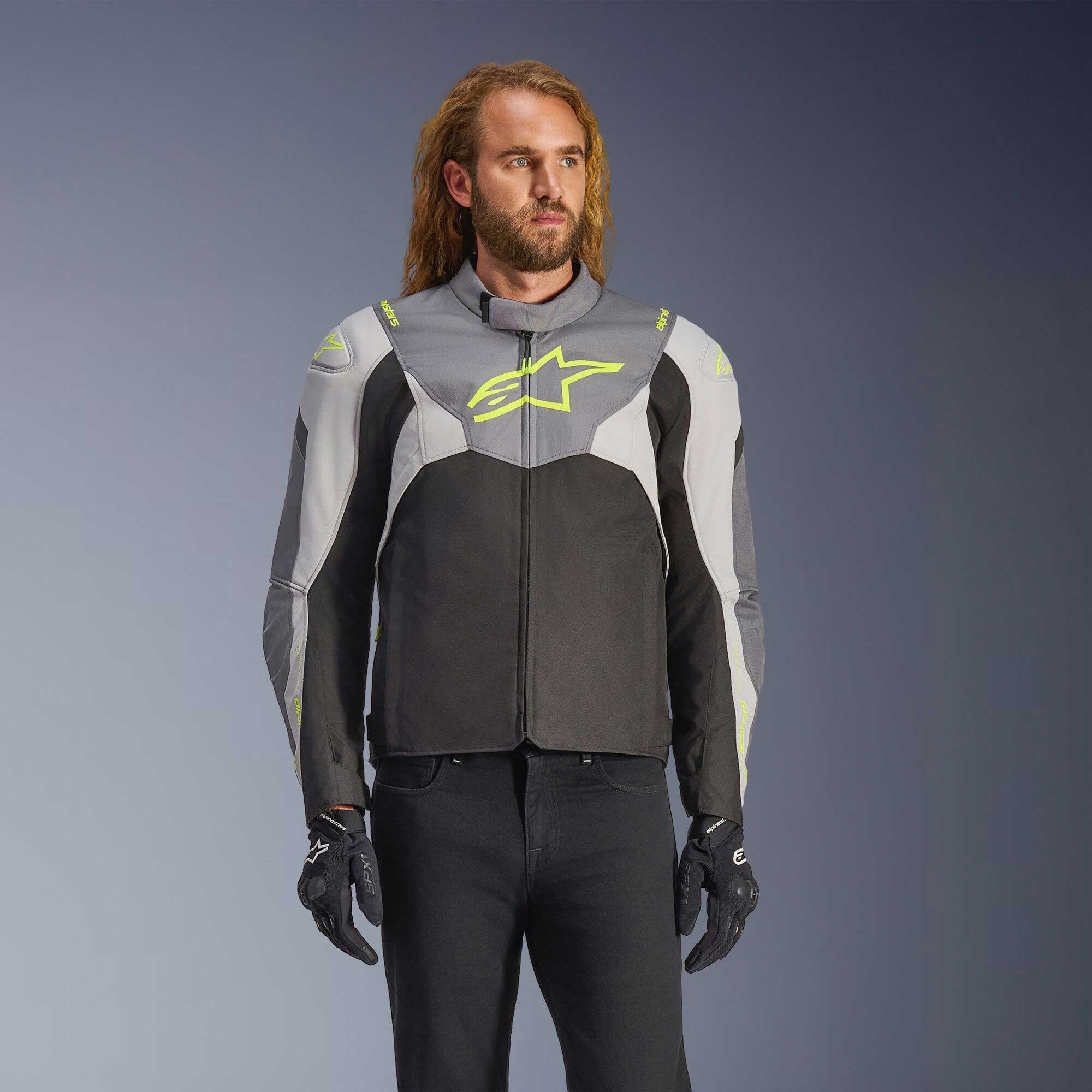 Alpinestars T-Jaws V4 WP Motorcycle Sports Textile Jacket (Black/Ice Grey/Dark Grey)