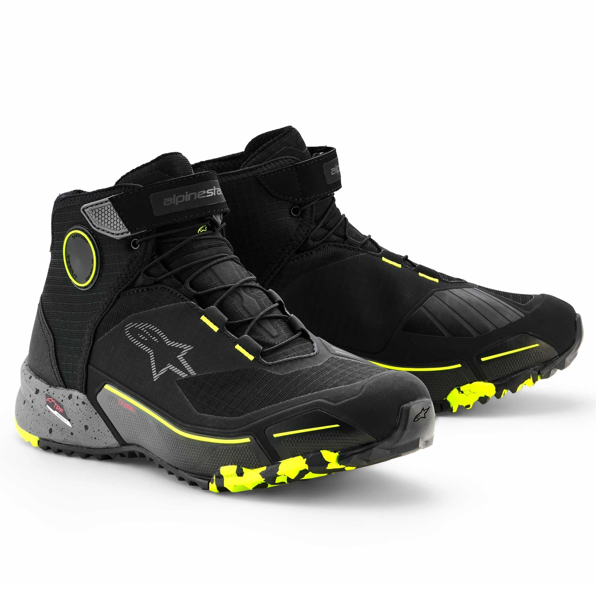 Alpinestars CR-X Drystar Waterproof Motorcycle Adventure Riding Shoes (Black/Dark Grey/Yellow Fluo)