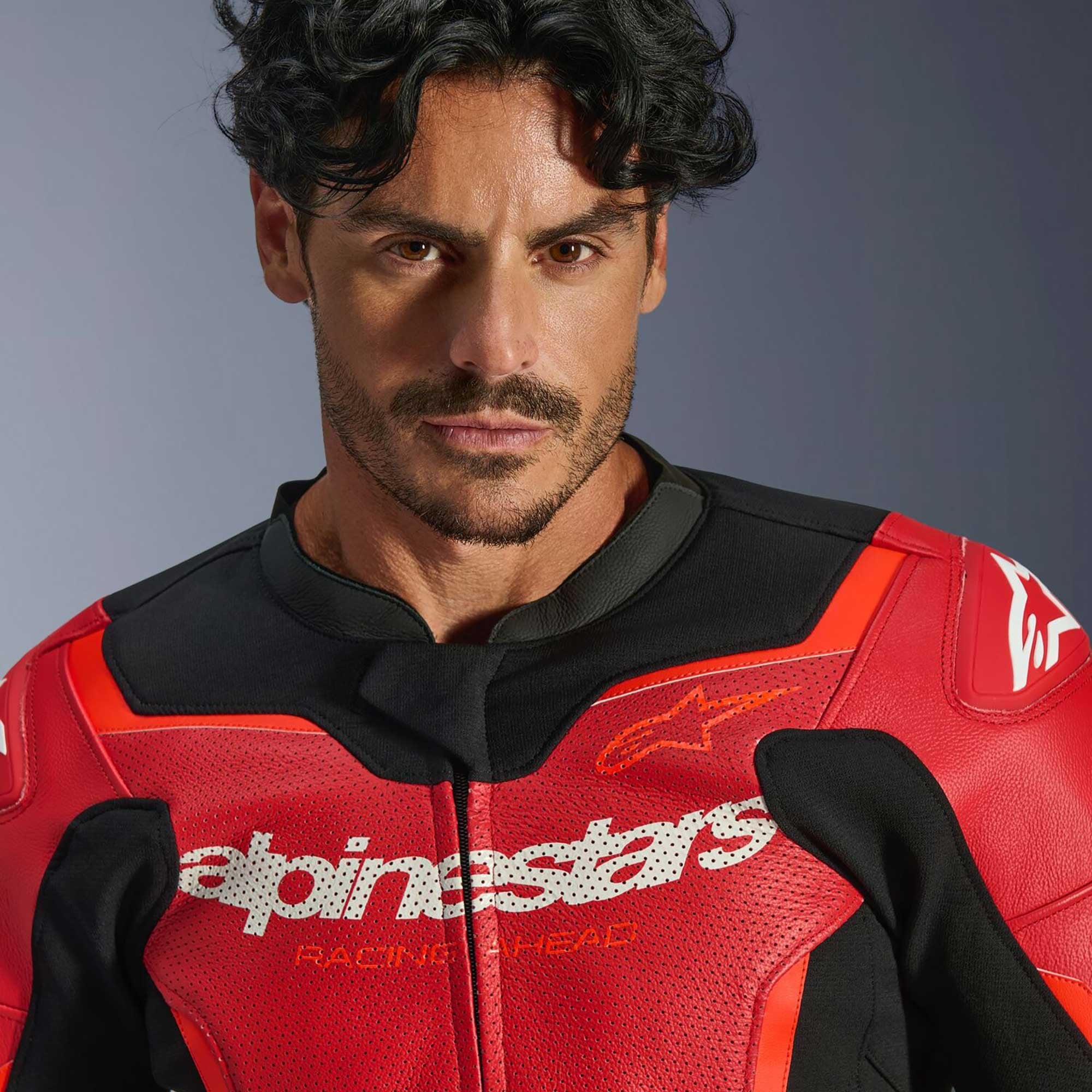 Alpinestars GP FORCE V2 Airflow Motorcycle Leather Jacket (Red/Red Fluo/Black)