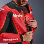 Alpinestars GP FORCE V2 Airflow Motorcycle Leather Jacket (Red/Red Fluo/Black)