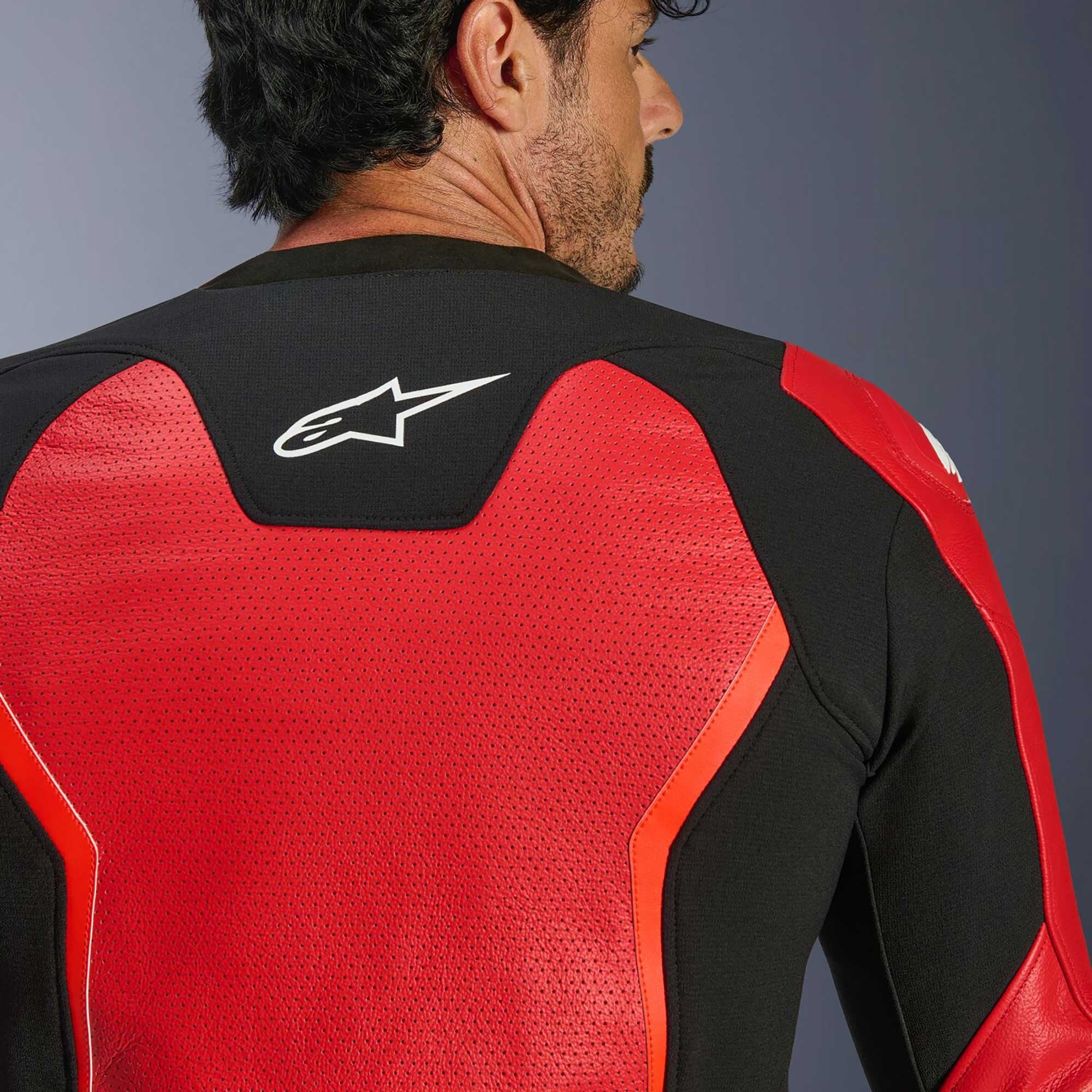 Alpinestars GP FORCE V2 Airflow Motorcycle Leather Jacket (Red/Red Fluo/Black)