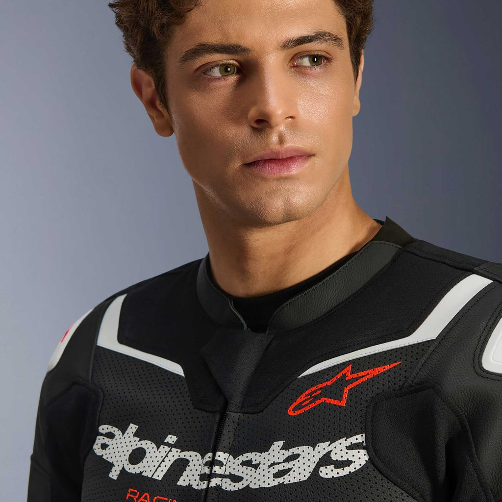 Alpinestars GP FORCE V2 Airflow Motorcycle Leather Jacket (Black/White)