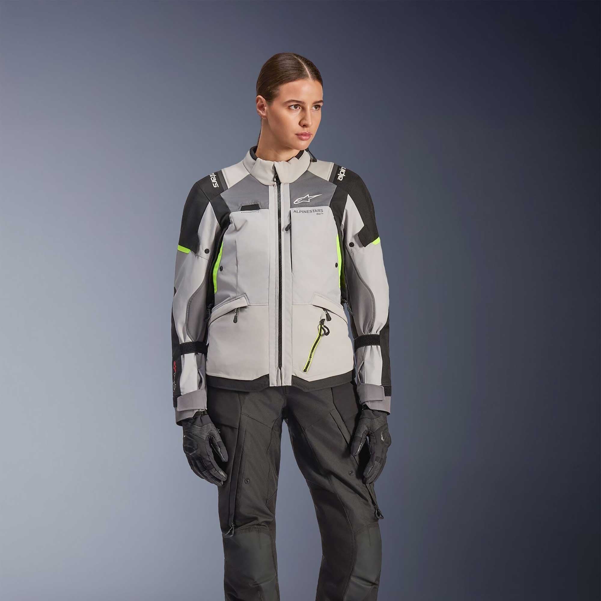 Alpinestars Women's Andes Drystar V4 Motorcycle Textile Jacket (Ice Grey/Dark Grey/Black/Yellow Fluo)