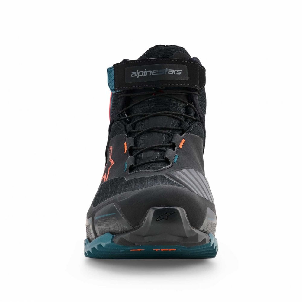 Alpinestars CR-X Drystar Waterproof Motorcycle Adventure Riding Shoes (Black/Petrol/Orange Fluo)