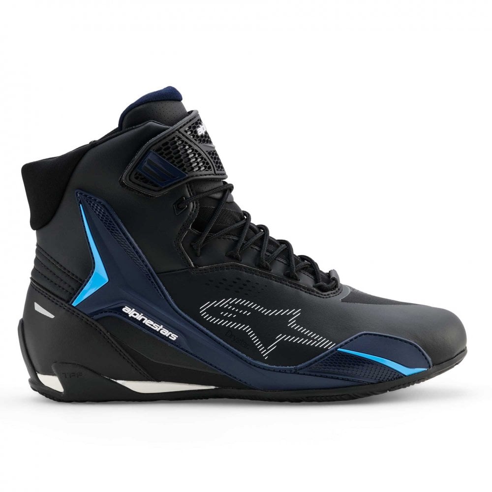 Alpinestars Faster-4 DRYSTAR WP Motorcycle Riding Shoes (Black/Night Navy/Cyan)