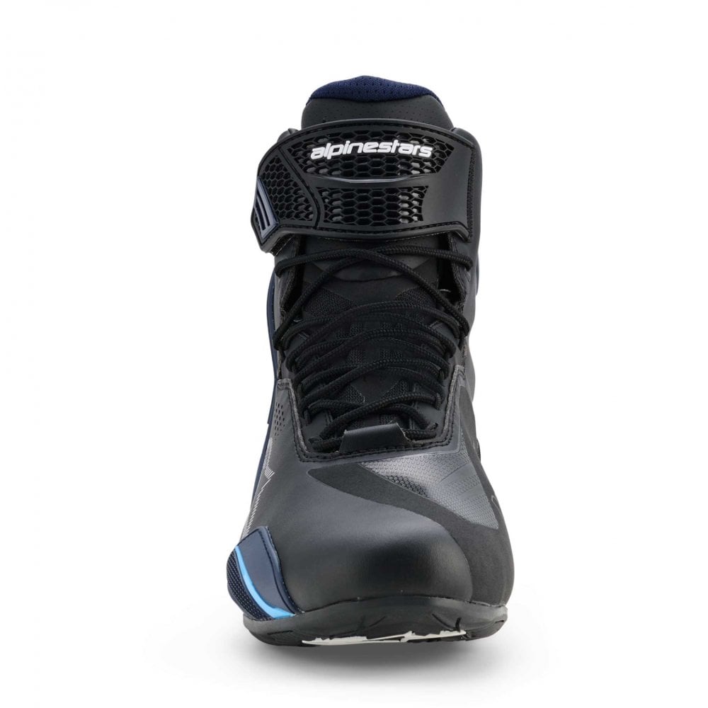 Alpinestars Faster-4 DRYSTAR WP Motorcycle Riding Shoes (Black/Night Navy/Cyan)