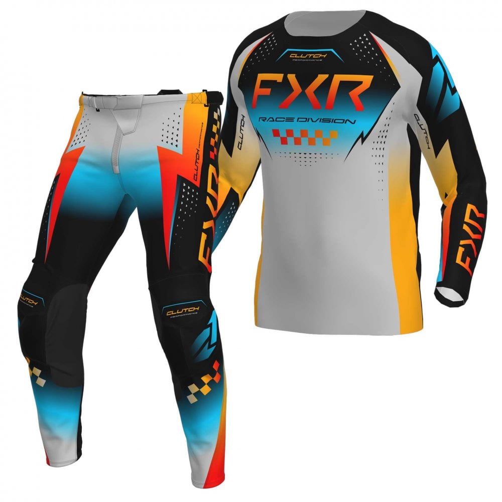 FXR (MX26) Youth MX Jersey & Pant Kit Deal - CLUTCH (Grey/Sky/Orange)