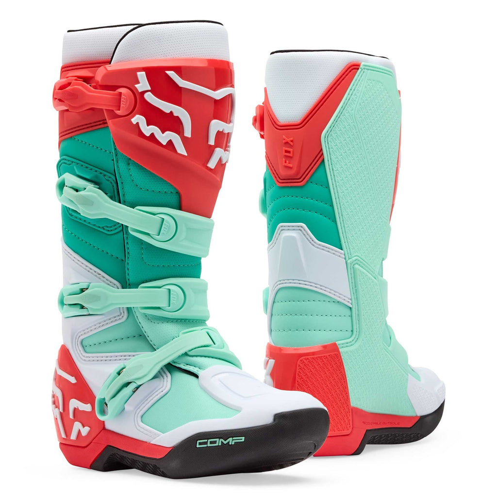 FOX Racing Women's MX Boots - COMP (Aqua/Green/White/Orange)