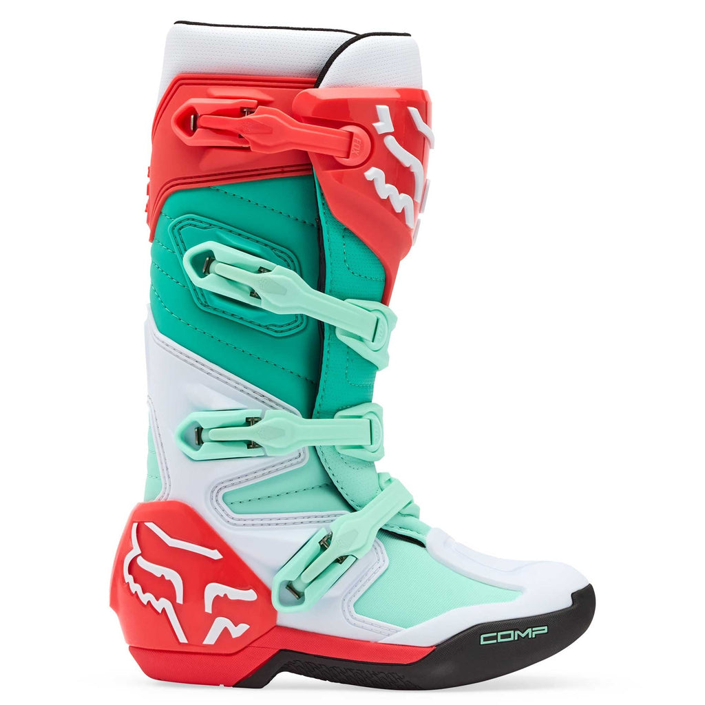 FOX Racing Women's MX Boots - COMP (Aqua/Green/White/Orange)