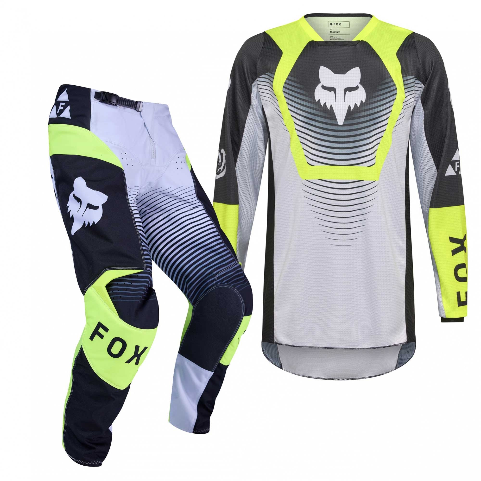 FOX Racing MX Jersey & Pant Kit Deal - 180 COLLECT (Grey/Fluo Yellow/Black)