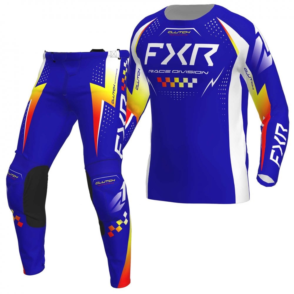 FXR (MX26) Youth MX Jersey & Pant Kit Deal - CLUTCH (Royal/Yellow/Red)