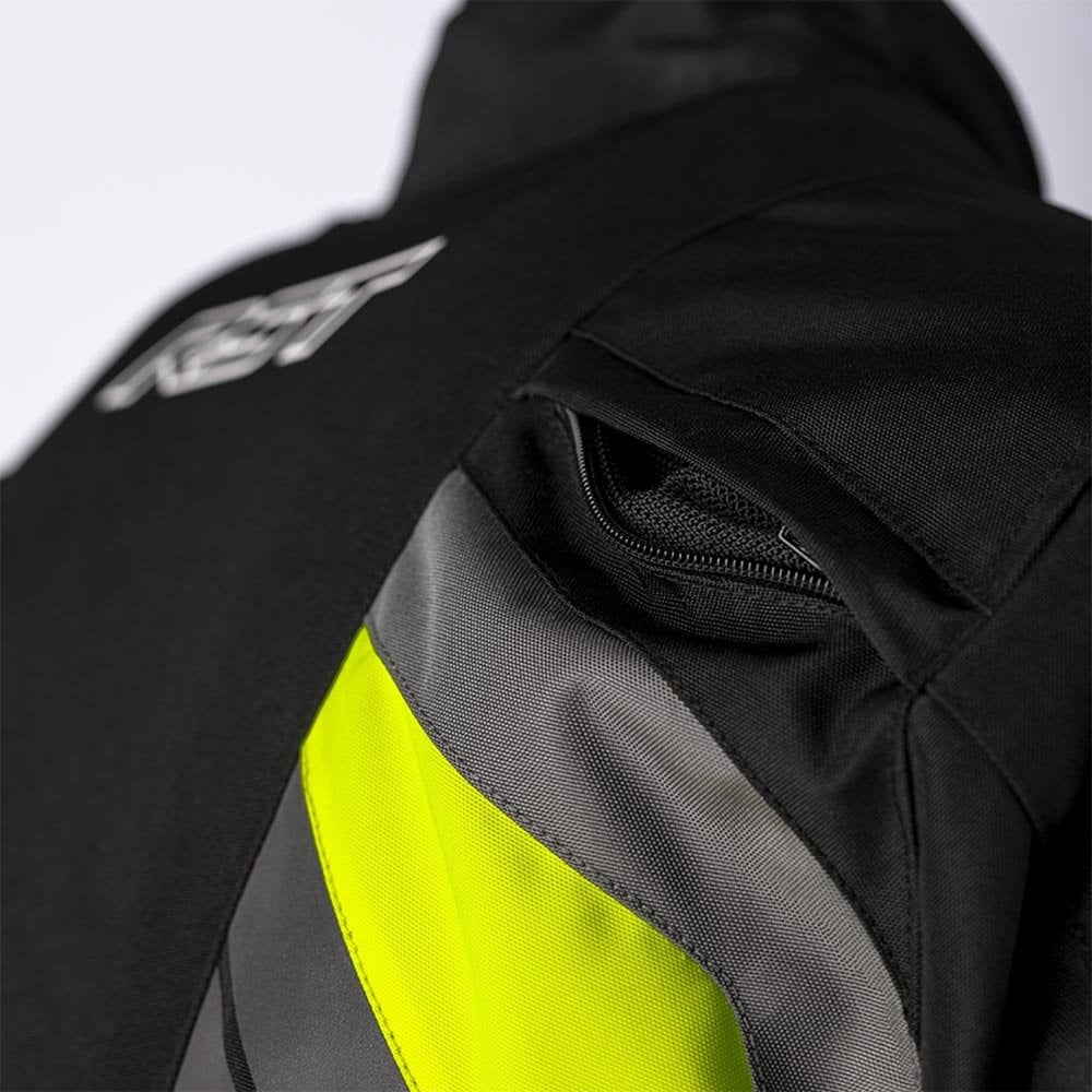 RST Motorcycle Touring Textile Jacket - Alpha 5 CE Waterproof (Black/Flo Yellow)