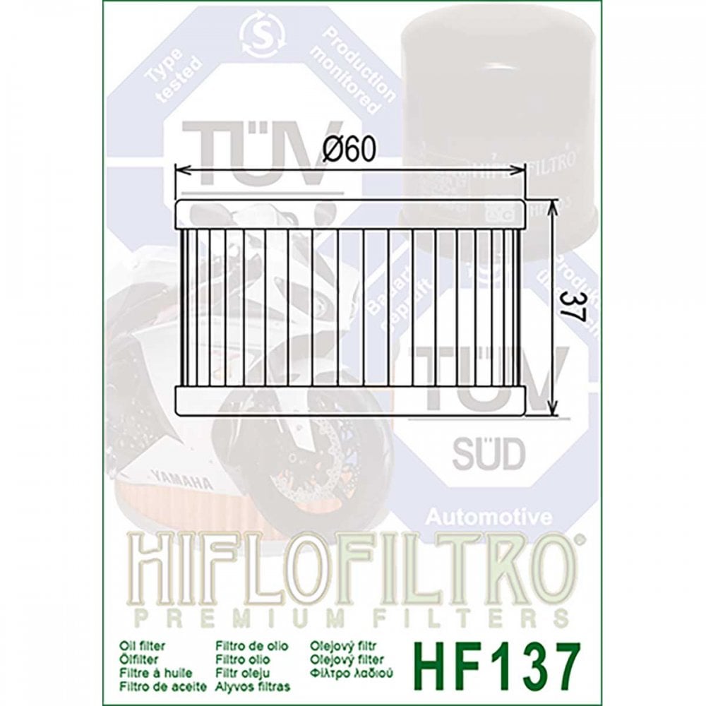 HiFlo Oil Filter - HF137 - SUZUKI DR650 90-19, XF650 97-02, CCM 644 DUAL SPORT, 644 R30