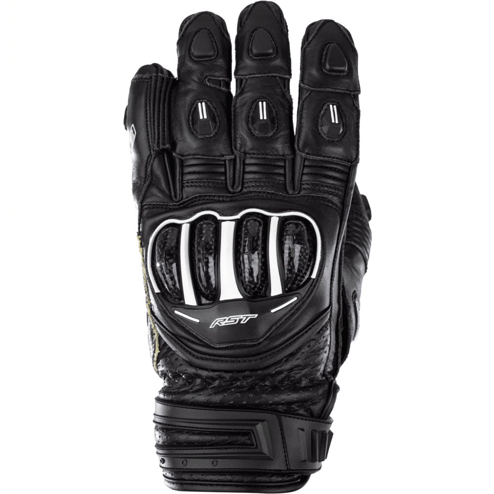 RST Motorcycle Sports Leather Short Gloves - Tractech Evo Short CE (Black/Black)
