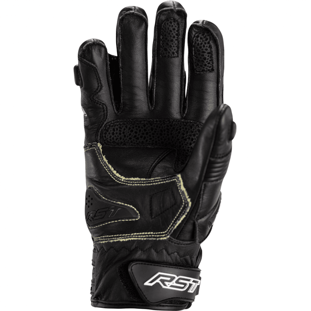 RST Motorcycle Sports Leather Short Gloves - Tractech Evo Short CE (Black/Black)