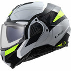 LS2 Motorcycle Touring Flip Over Helmet - FF910 Advant 2 - Triple (Light Grey/High-Vis Yellow)