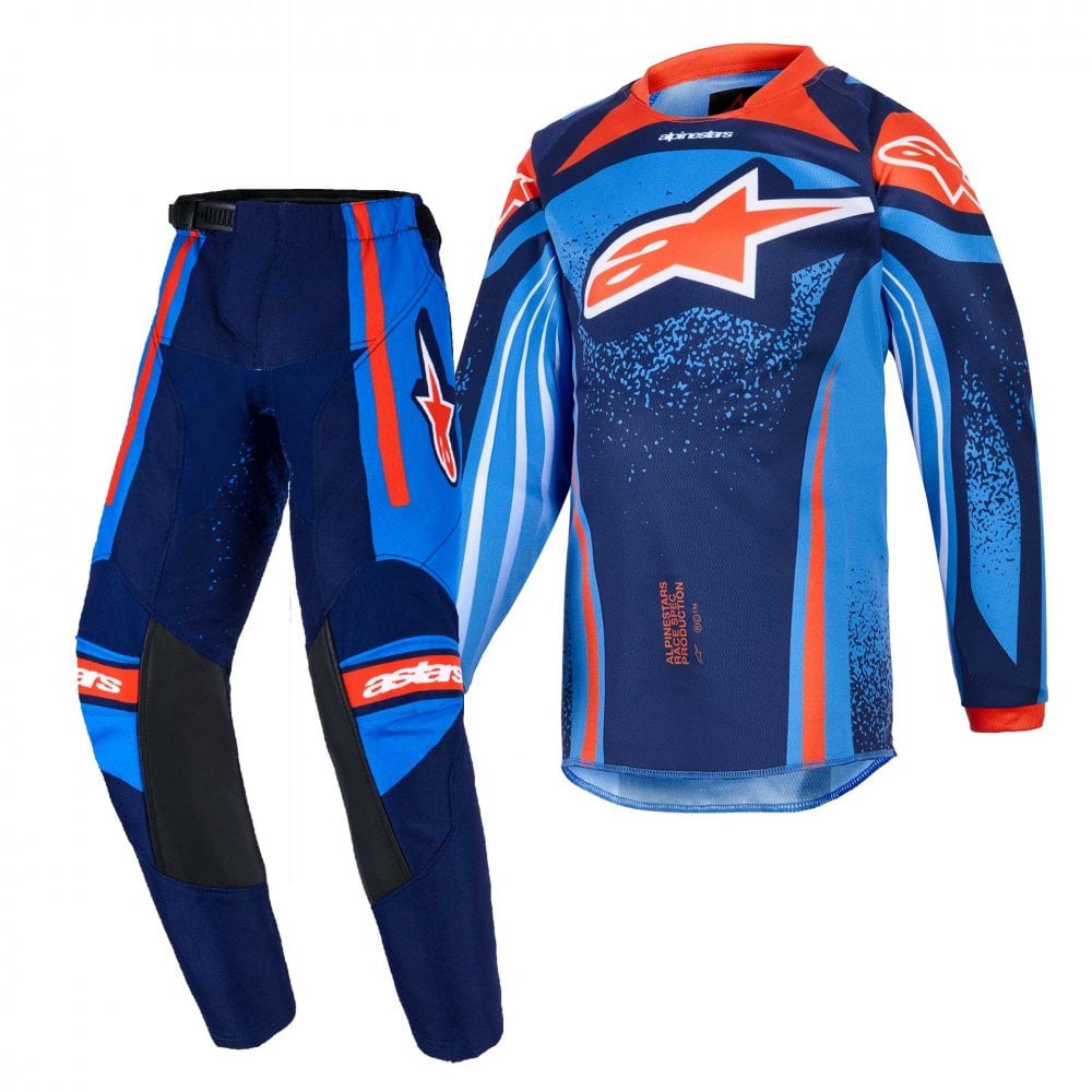 Alpinestars Kids MX Jersey & Pant Kit Deal - Racer NOMUR (Dark Navy/Orange/UCLA Blue)