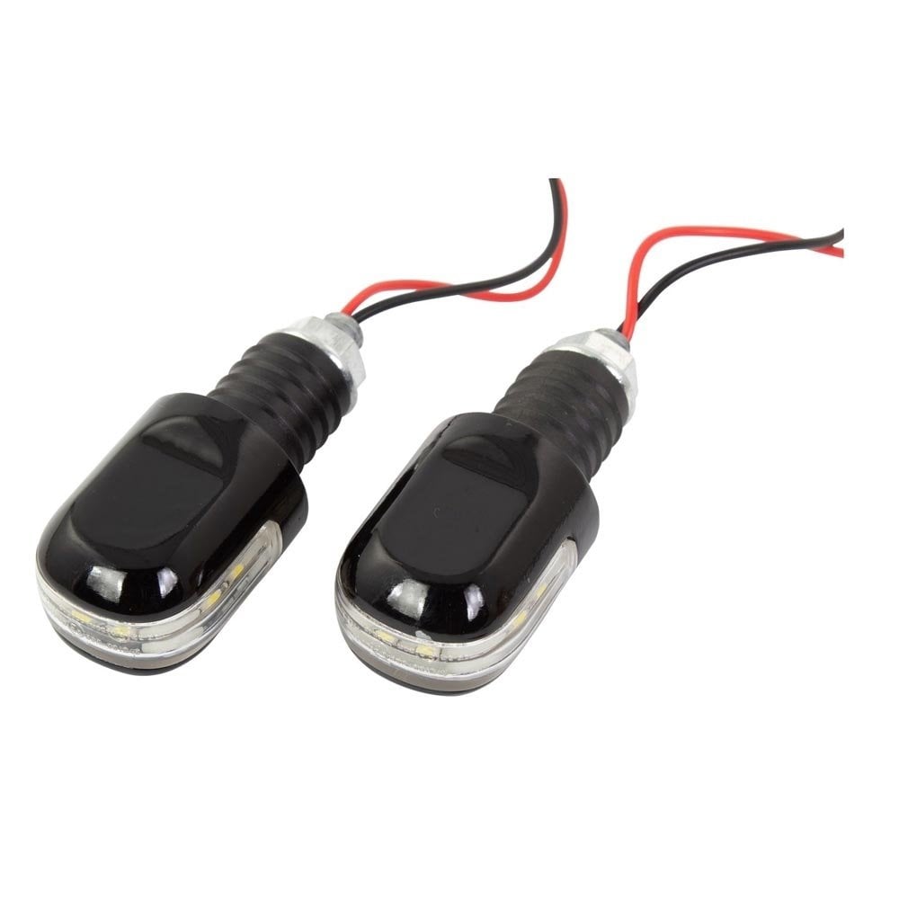 Bike It - Bar Ends With White LEDs - Black Pair (18mm)