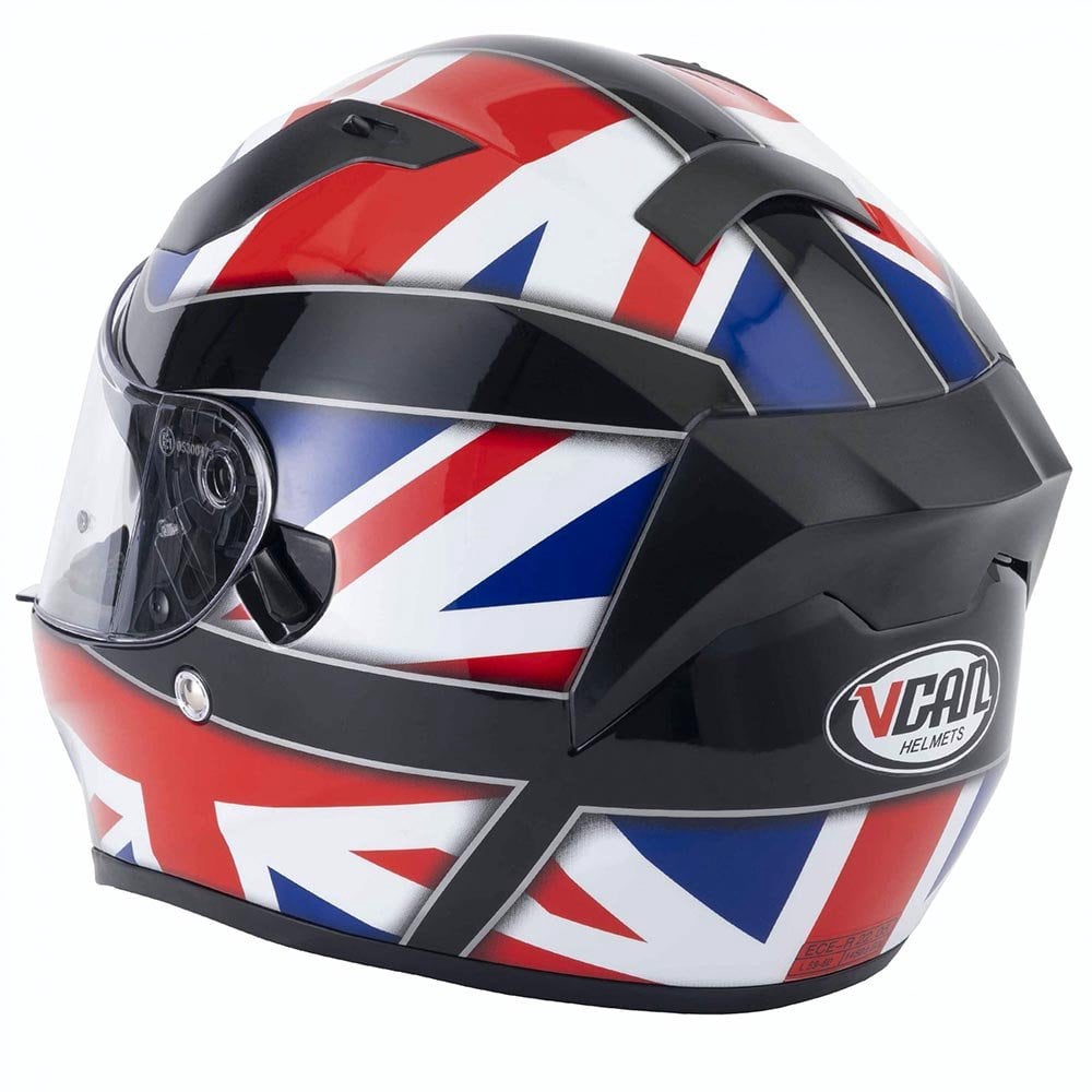 Vcan H128 Union Jack Motorcycle Helmet (Red/White/Blue)