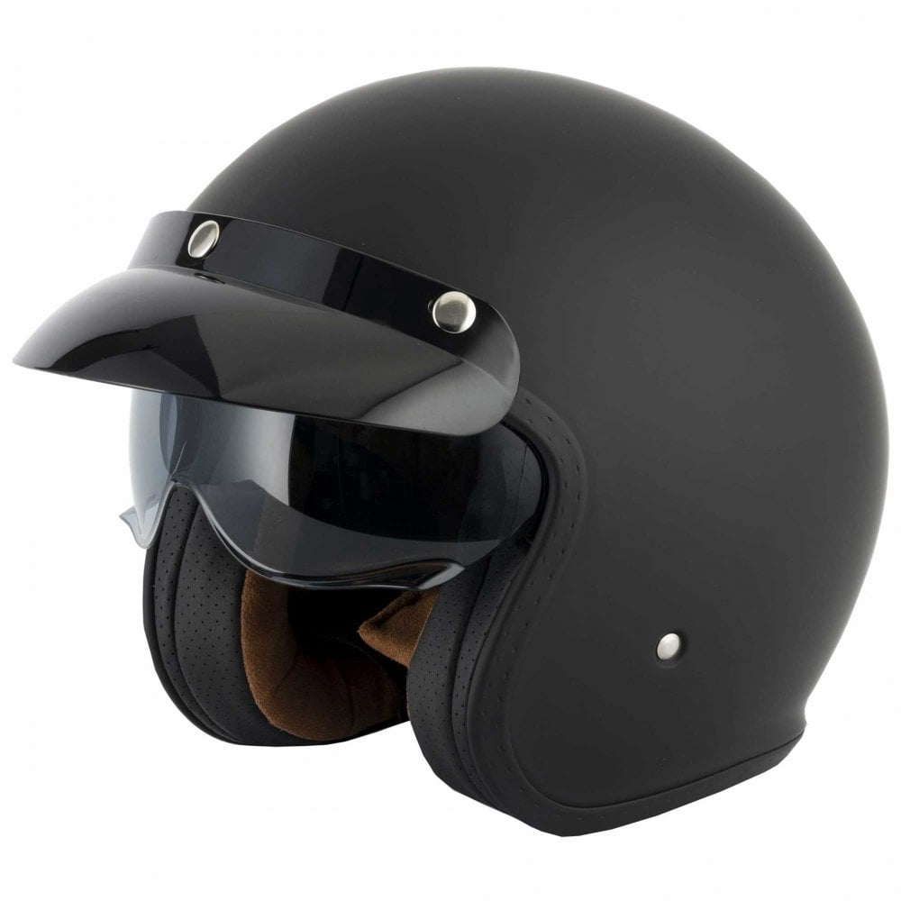 Vcan H589 Open Face Helmet inc Peak (Matte Black)