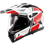 LS2 Motorcycle Adventure Helmet - MX702 Pioneer II HILL (Gloss White/Red/Black)