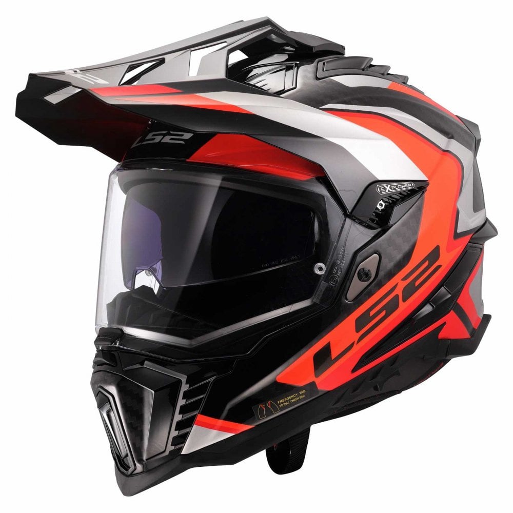 LS2 Motorcycle Adventure Helmet - MX701 C Explorer Carbon (2206) Frontier II (Orange/Black/Grey)