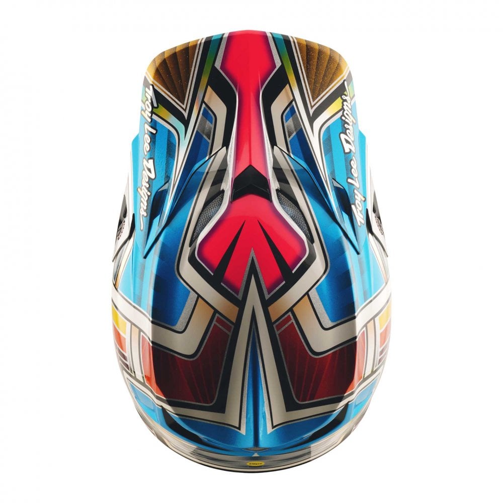 Troy Lee Motocross Helmet - SE5 Carbon MIPS - LOWRIDER (Silver/Blue/Pink)