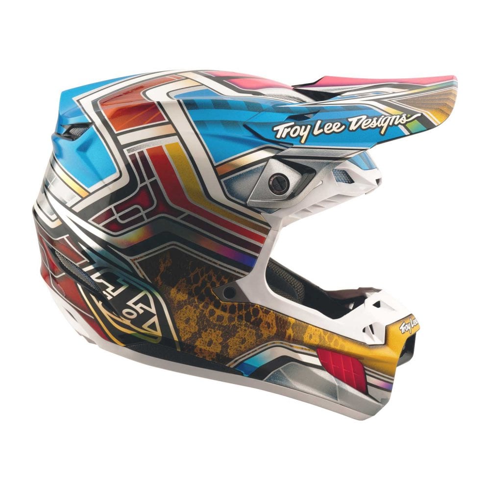 Troy Lee Motocross Helmet - SE5 Carbon MIPS - LOWRIDER (Silver/Blue/Pink)
