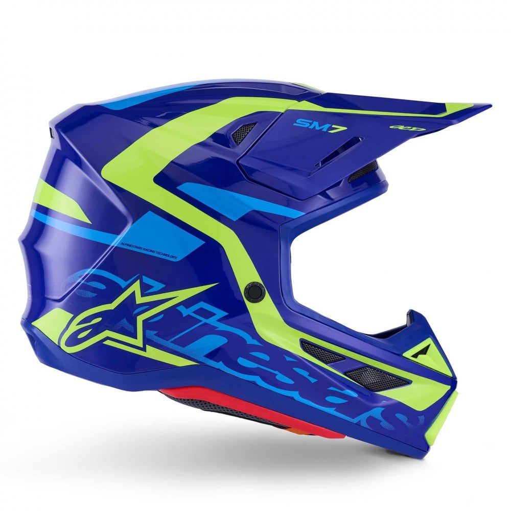 Alpinestars S-M7 DEED MX | Enduro Helmet (Blue/Yellow Fluo Gloss)