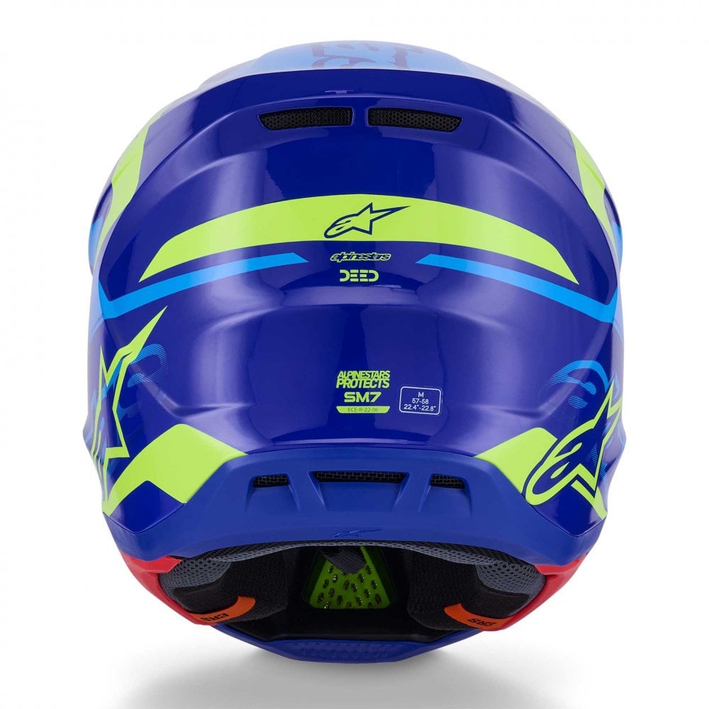 Alpinestars S-M7 DEED MX | Enduro Helmet (Blue/Yellow Fluo Gloss)