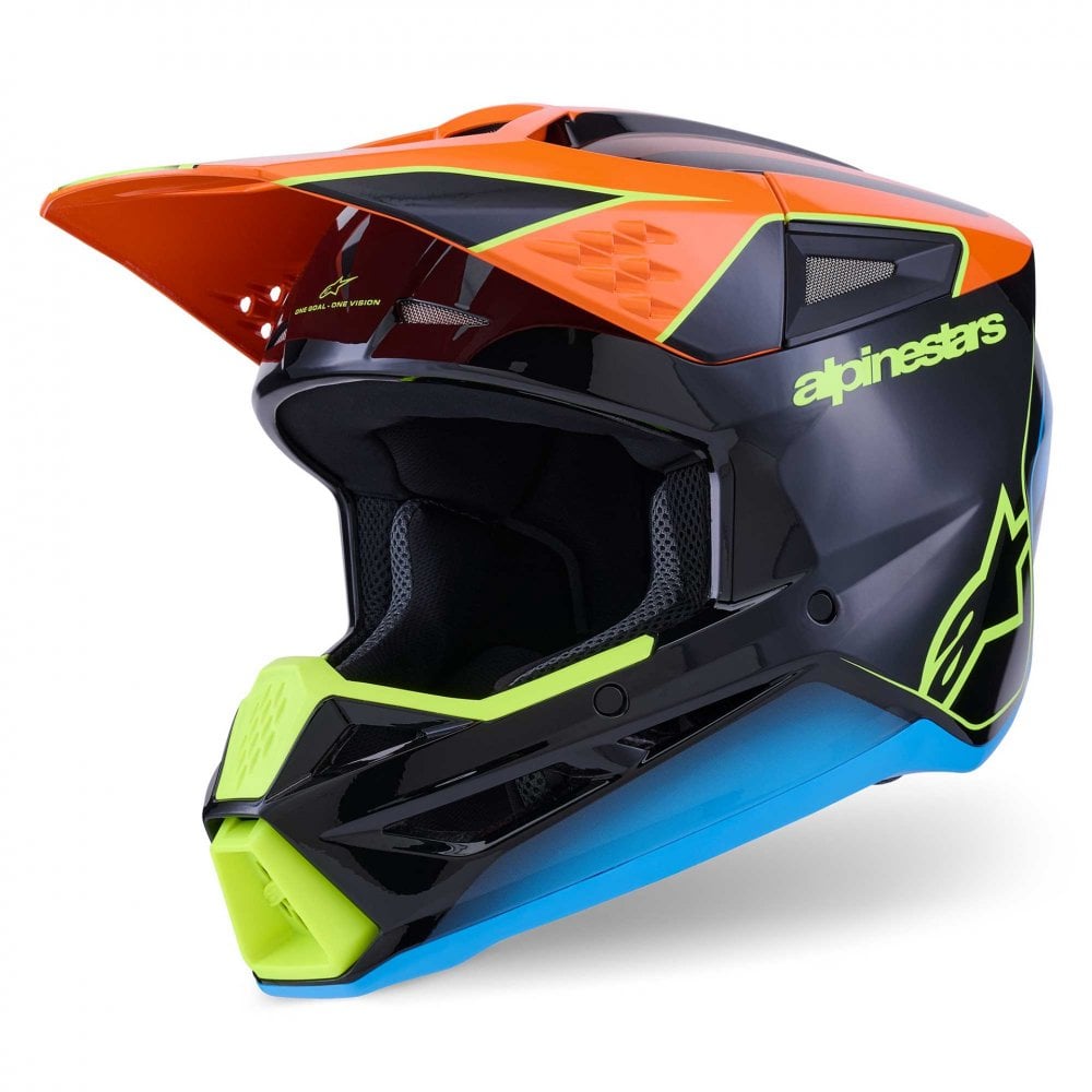 Alpinestars (SALE) MX Helmet - S-M3 FRAY (Black/Orange/Yellow Fluo Gloss)