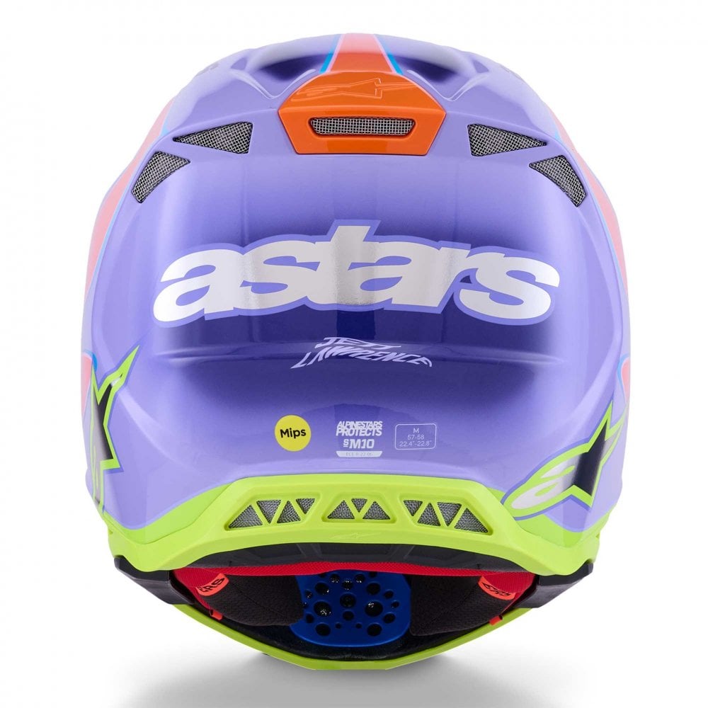 Alpinestars S-M10 MX Helmet - S-M10 Jett Lawrence R01 (Purple/Pink Fluo/Yellow Fluo Gloss)