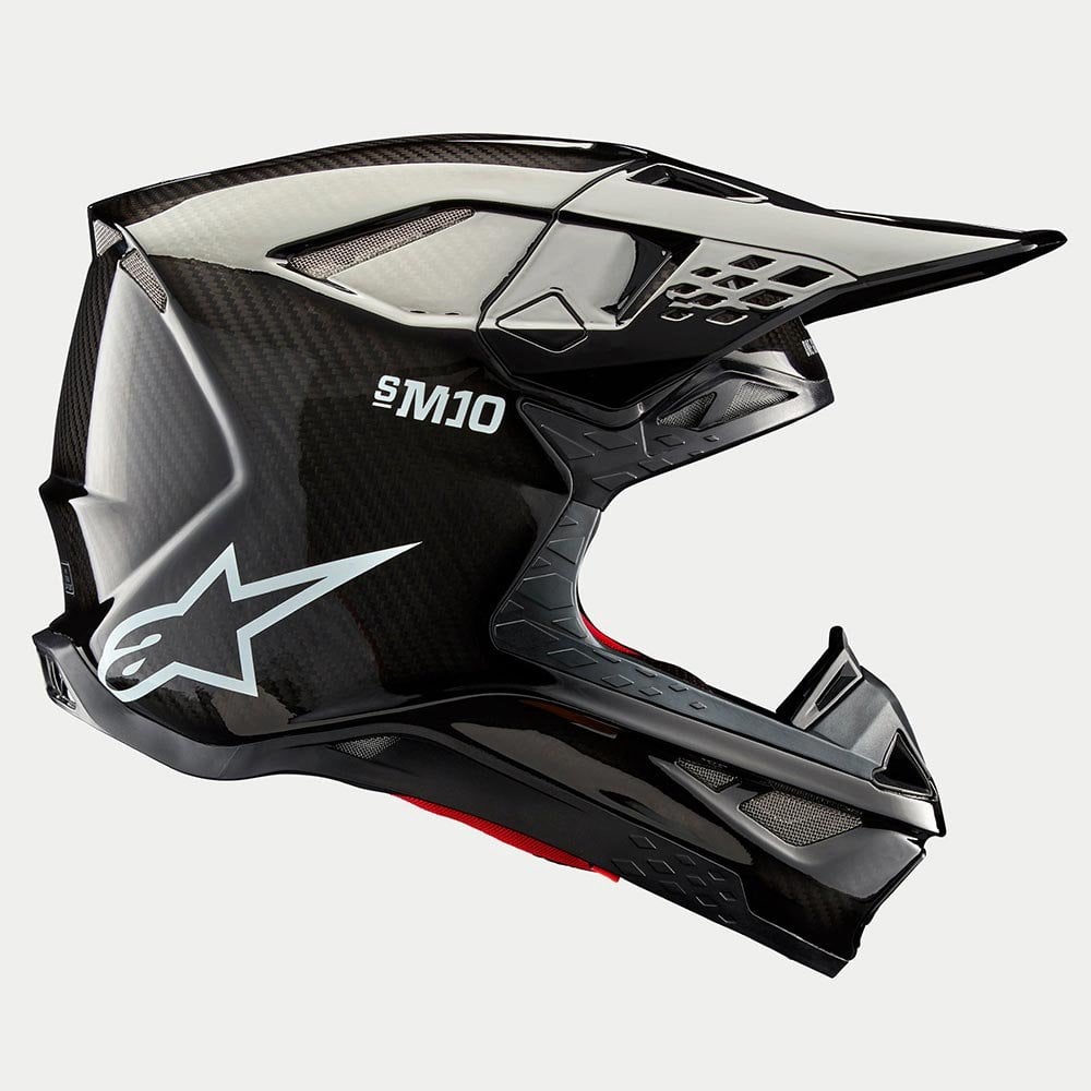 Alpinestars S-M10 MX Helmet - PLAIN (Gloss Black Carbon)