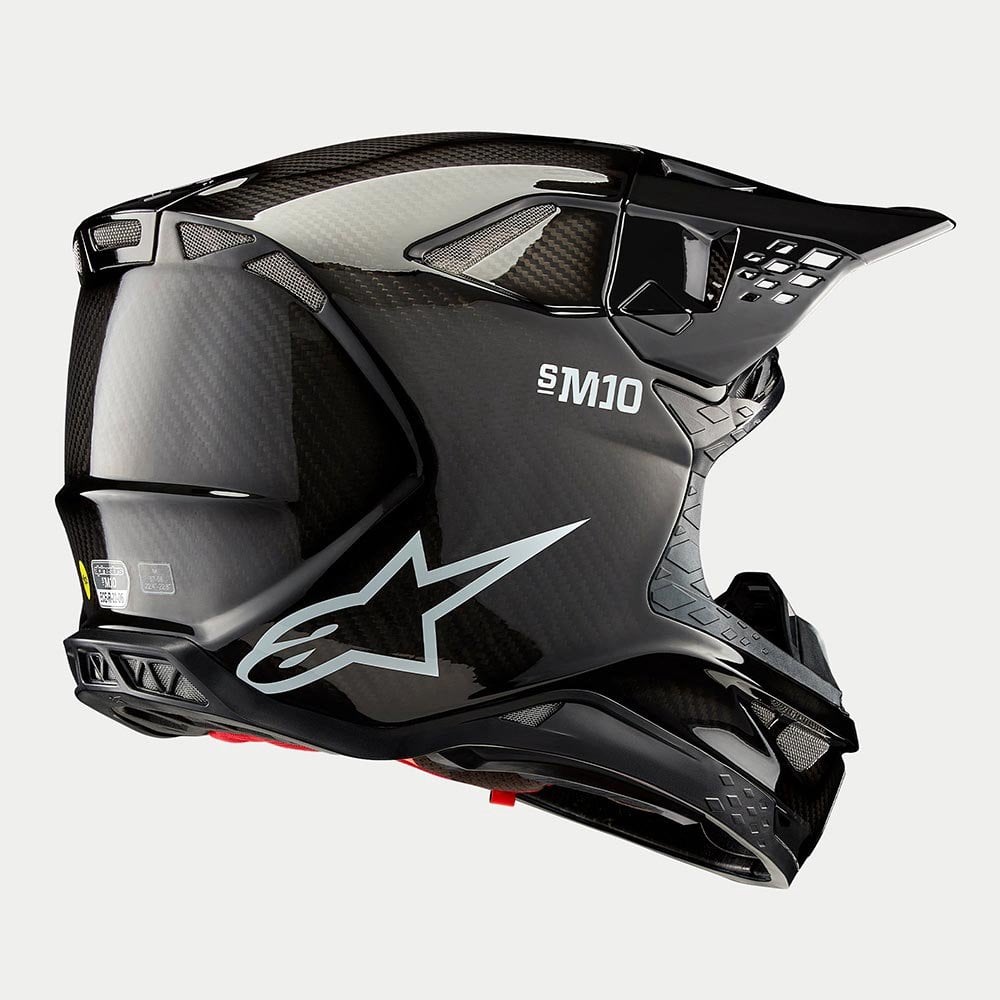 Alpinestars S-M10 MX Helmet - PLAIN (Gloss Black Carbon)