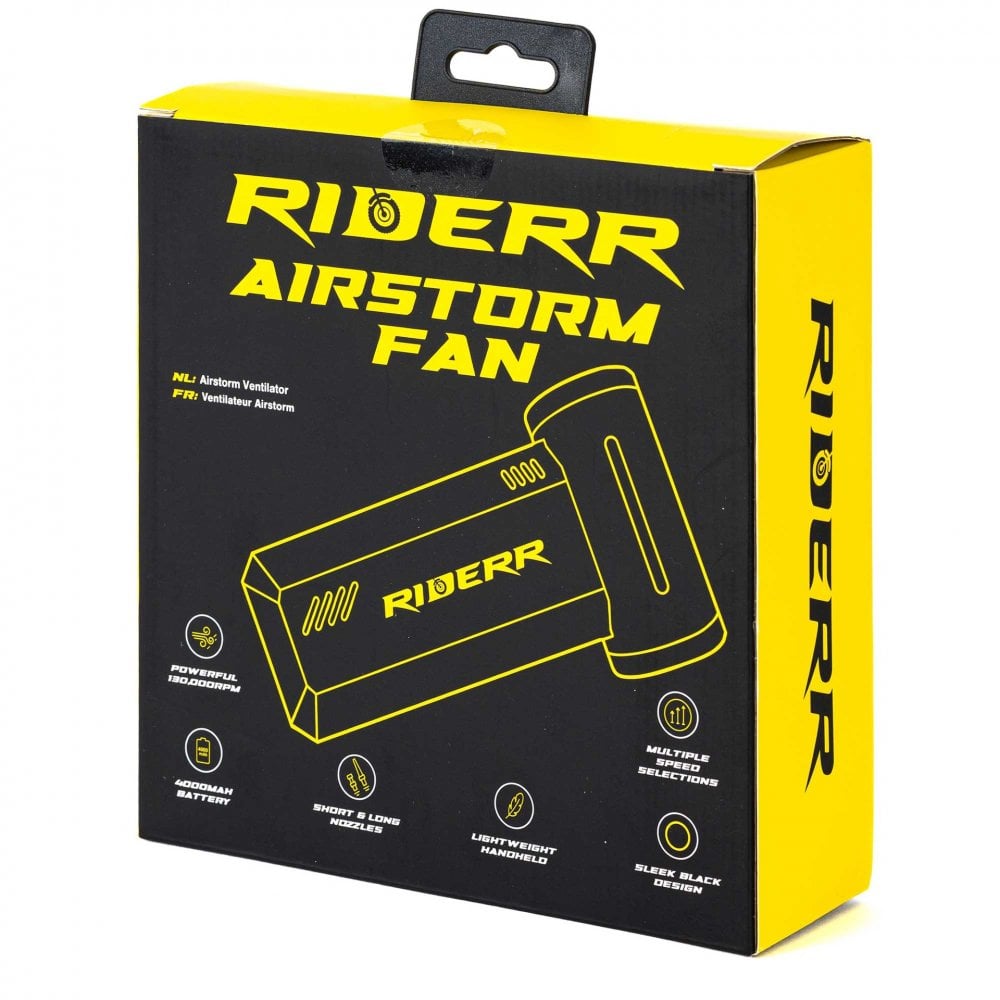 RIDERR Hand Held AirStorm Fan - 130,000rpm | 4000mAh Battery | USB-C Charging | Multiple Speeds