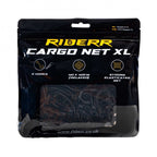 RIDERR Motorcycle Cargo Net XL - 40x40cm (Relaxed) | 6x Steel Hooks | Great for securing your luggage (Black)