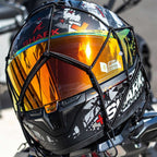 RIDERR Motorcycle Cargo Net XL - 40x40cm (Relaxed) | 6x Steel Hooks | Great for securing your luggage (Black)