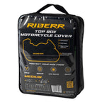 RIDERR Motorcycle Cover + Top Box - Indoor & Outdoor |UV Resistant | Chain loop Holes | Elasticated Base + Strap (Black/Silver)