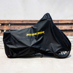 RIDERR Motorcycle Cover - Hurricane Premium All Weather |300d Oxford Fabric | UV Resistant | Fleece Linner | Chain loop Holes | Elasticated Base + Strap
