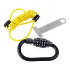 RIDERR Motorcycle Helmet Lock - Carabiner Combination Lock / T-Bar / Cable All in one Pack (Black/Yellow)