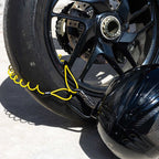 RIDERR Motorcycle Helmet Lock - Carabiner Combination Lock / T-Bar / Cable All in one Pack (Black/Yellow)