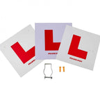 RIDERR Motorcycle L-Plates - Learner L Plate Kit (Rigid with Bracket / Rigid Rear / Self Adhesive / Number Plate Bolts)