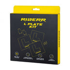 RIDERR Motorcycle L-Plates - Learner L Plate Kit (Rigid with Bracket / Rigid Rear / Self Adhesive / Number Plate Bolts)