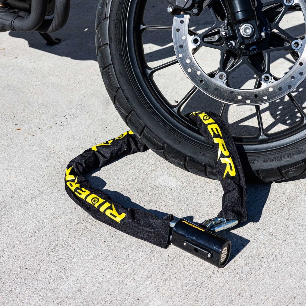 RIDERR Motorcycle LinkCore12 Alarm Chain Lock 1.2m - 120db | 360deg Motion Sensor | 12mm Links | ART4