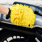 RIDERR Motorcycle Luxury Wash Mitt - Double Sided | Extra Soft (Yellow/Black)