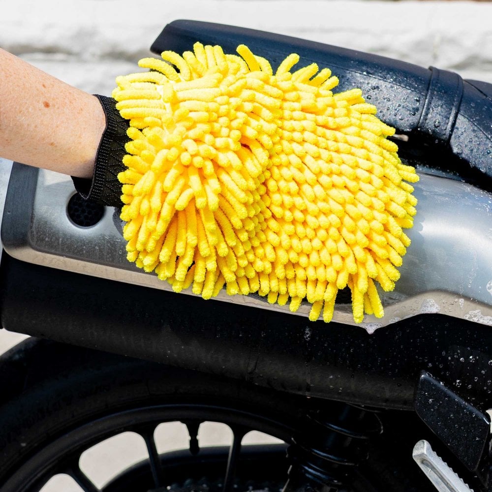 RIDERR Motorcycle Luxury Wash Mitt - Double Sided | Extra Soft (Yellow/Black)
