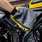 RIDERR Motorcycle Luxury Wash Mitt - Double Sided | Extra Soft (Yellow/Black)