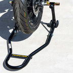 RIDERR Motorcycle Paddock Stand - Pro Model | 340kg | 32mm Steel Tube | Includes Universal & Bobbins Adaptors