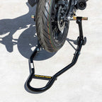RIDERR Motorcycle Paddock Stand - Pro Model | 340kg | 32mm Steel Tube | Includes Universal & Bobbins Adaptors