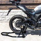 RIDERR Motorcycle Paddock Stand - Pro Model | 340kg | 32mm Steel Tube | Includes Universal & Bobbins Adaptors